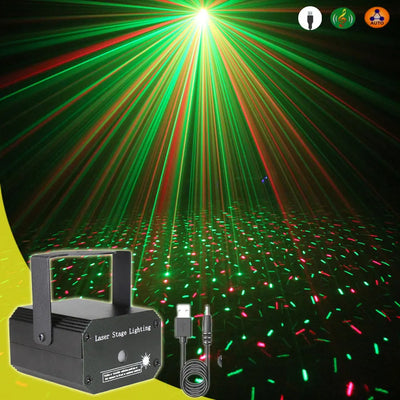 ESHINY Mini 2 em 1 R&G Laser Padrões de Estrelas Completos Projetor DJ Dança Disco Bar Bola Mágica LED Festa Natal Efeito de Luz de Palco Y10