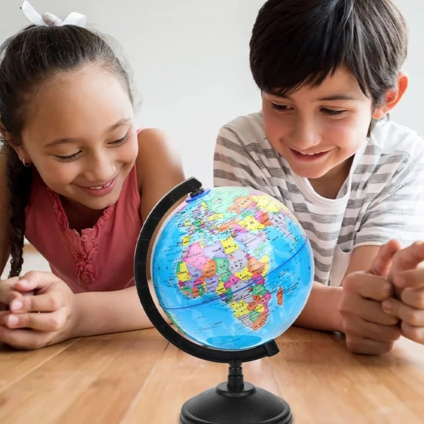 Conjunto de Globo Padrão para Ensino, Mapa em Inglês HD com Rotação de 360°, para Sala de Aula e Estudantes de Geografia, Recurso Educacional