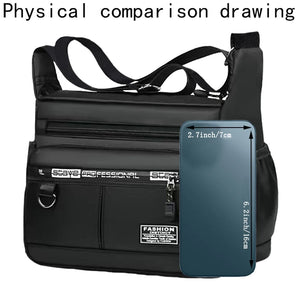 Bolsa transversal masculina com bolsos de múltiplas camadas, alça de ombro ajustável, bolsa de ombro única para negócios