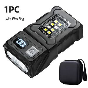 Lanterna LED Recarregável por USB MINI Portátil com Ímã na Cauda Luz de Trabalho Super Brilhante Lanterna de Camping Lateral COB Lanterna de Emergência