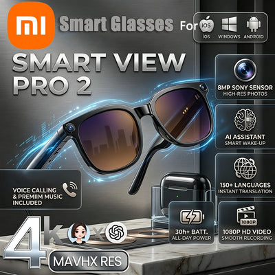Óculos Inteligentes Xiaomi AI 4K HD Lente Fotocromática Câmera Óculos Chamadas Bluetooth Reprodutor de Música Assistente de Voz Tradução Vídeo