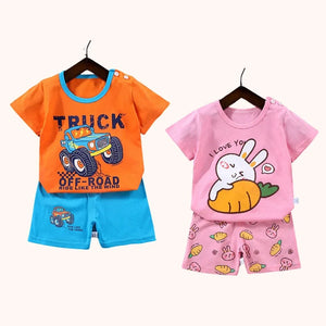2PCS roupas para mãe e crianças Conjuntos infantis Camiseta Calções Meninos Meninas Verão Algodão Manga curta Roupa para Bebês Crianças Conjunto para Criança