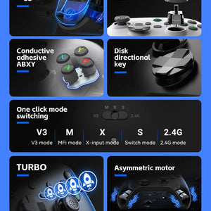Controlador de jogo móvel sem fio G6 com gatilho Hall e joystick Hall, suportando switch/pc/android/IOS
