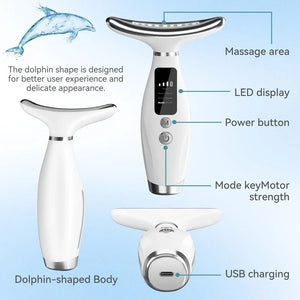 Massageador Facial e de Pescoço de 7 Cores EMS com Microcorrente para Rosto, Pescoço e Ombros, Dispositivo de Beleza com Vibração para Cuidados Avançados com Rosto, Pescoço e Ombros
