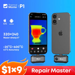 (iPhone&Android) Câmera térmica P1 para Android para iPhone 320*240 X³IR Resolução 600℃ 25Hz Câmera de Inspeção de Casa HVAC