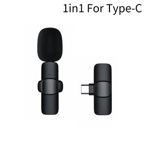 Microfone Lavalier Sem Fio Mini Tipo-C com Redução de Ruído Para Gravação em Android/iPhone, Transmissão ao Vivo, Entrevistas