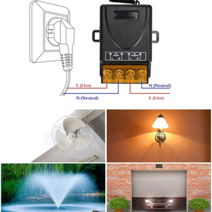 Interruptor de Controle Remoto Universal AC 220V 30A Relé 433mhz Interruptor Sem Fio e Transmissor Liga e Desliga para Luz Lâmpada Bomba de Água Porta