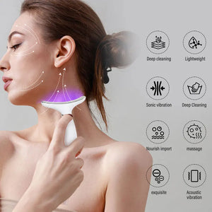 Massageador Facial e de Pescoço de 7 Cores EMS com Microcorrente para Rosto, Pescoço e Ombros, Dispositivo de Beleza com Vibração para Cuidados Avançados com Rosto, Pescoço e Ombros