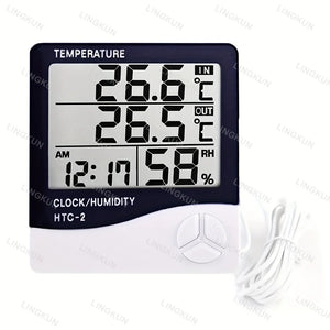 Estação Meteorológica de Casa com Relógio Eletrônico, Medidor de Temperatura e Umidade, Alarme, Termômetro LED, Termo-Higrômetro Multifuncional