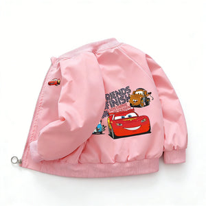 Jaqueta Infantil Cars Lightning McQueen Nova Primavera Outono Menino Menina Cartoon Zíper Manga Longa Corta-Vento Casacos Esportivos para Crianças