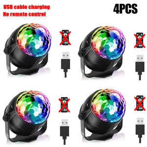 Luz de Disco LED RGB para Palco, Bola DJ Rotativa, Estroboscópio, Controle Remoto, Controle de Som, Dança Mágica, Carro de Natal, Presente de Festa, Lâmpada de Show a Laser para Clube