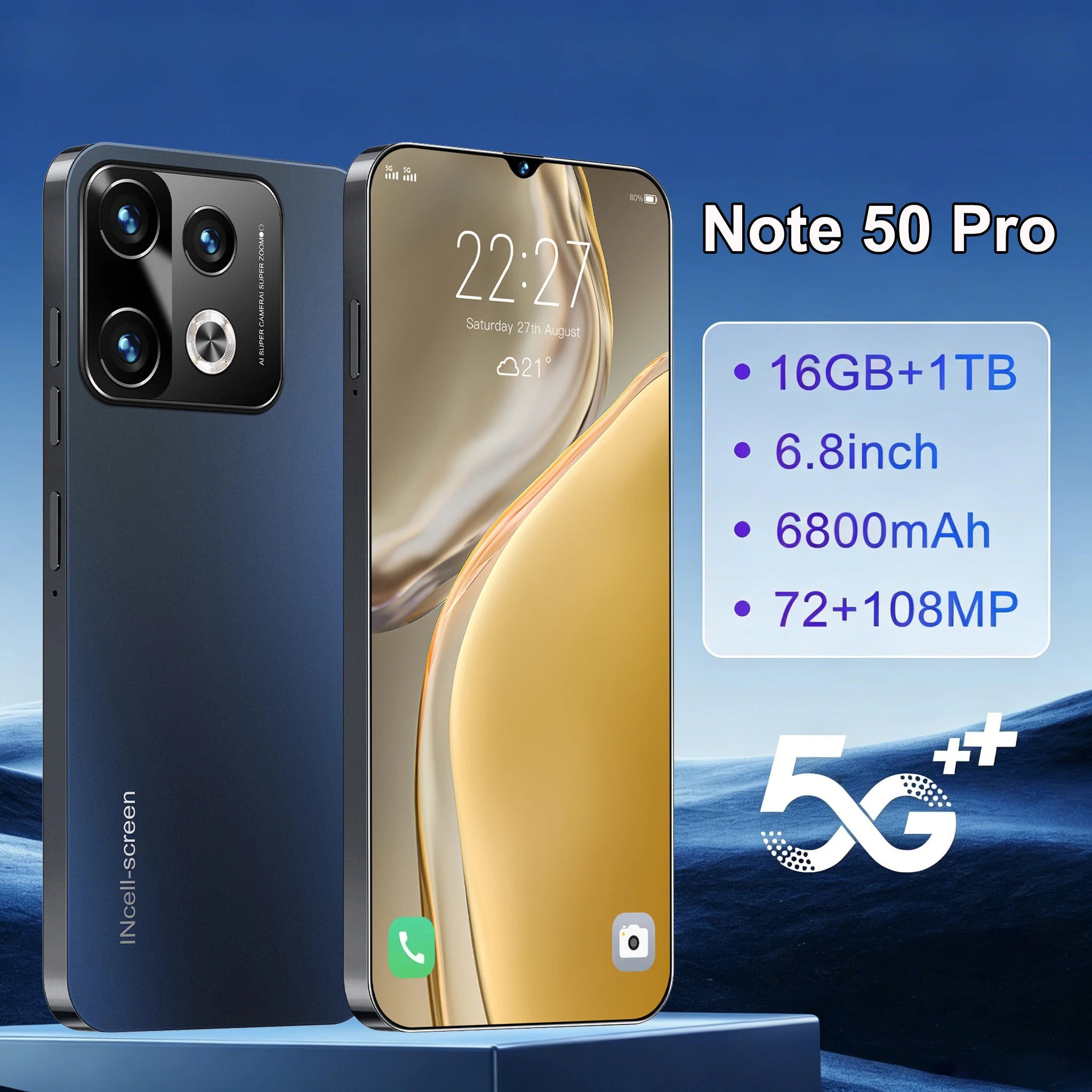 2026 Novo Note 50 Pro de Alta Qualidade Original Inteligente 4G 5G Dual SIM Dual Standby Sistema Versão Global Bateria de 6800mAh