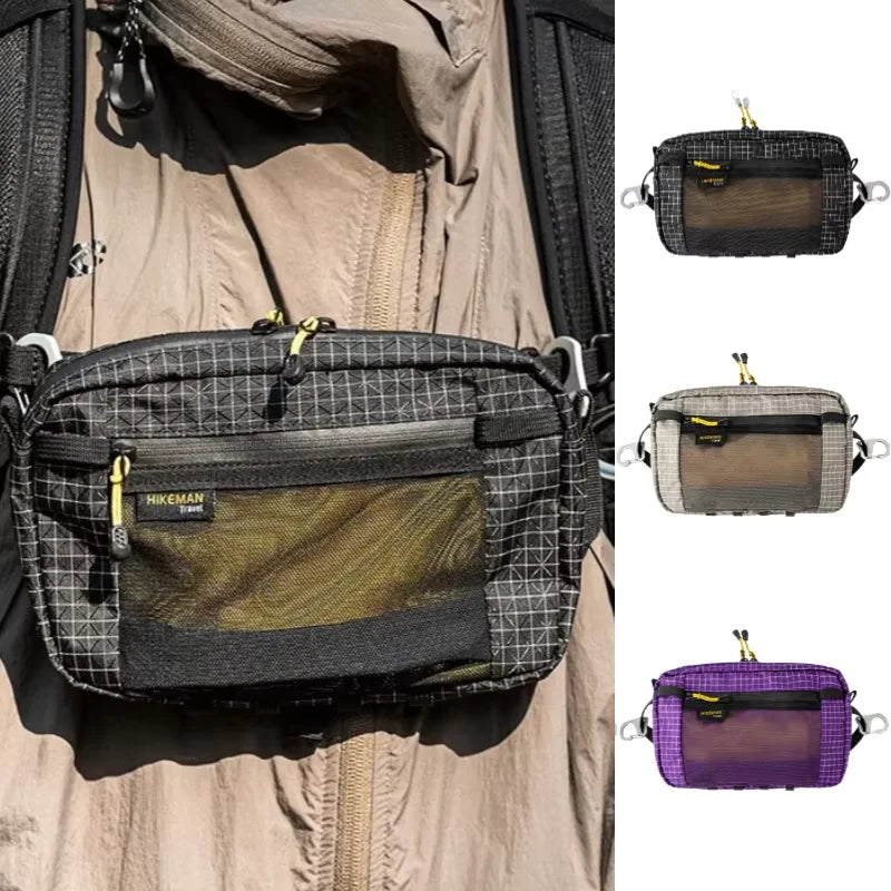 HIKEMAN Dyneema Fiber Waist Pack 1.1L Impermeável UltraLeve Multi Bolso para Ciclismo Corrida Caminhada Camping Esportes ao Ar Livre