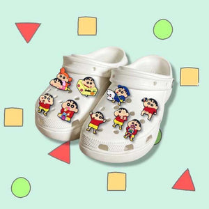 10/21Pcs Miniso Kawaii Anime Crayon Shin-Chan Fivelas para Sapatos Acessórios para Tamancos Charms de Sapatos de Desenhos Animados para Festa Presentes de Natal
