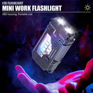Lanterna LED Recarregável por USB MINI Portátil com Ímã na Cauda Luz de Trabalho Super Brilhante Lanterna de Camping Lateral COB Lanterna de Emergência