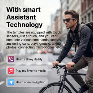 Óculos Inteligentes com IA Tradução Chamadas Sem Mão Chat com IA Registro de Conversas Reprodução de Música Homens Óculos de Sol Bluetooth Controle por Toque Câmera