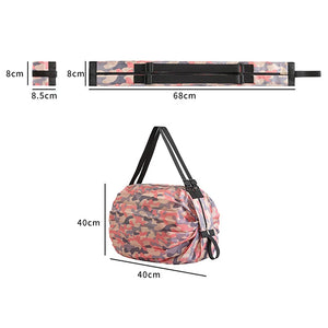 Saco de Armazenamento Dobrável com Alça, Bolsa de Viagem Portátil Camuflada, Sacola de Compras de Grande Capacidade