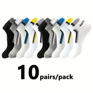 30 Pares de Meias Masculinas Meia de Malha Respirável Curta Casual Meias de Esporte com Bloco de Cores Meias Esportivas Absorvem Suor Tornozelo