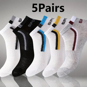30 Pares de Meias Masculinas Meia de Malha Respirável Curta Casual Meias de Esporte com Bloco de Cores Meias Esportivas Absorvem Suor Tornozelo