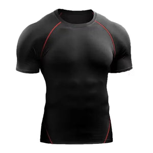 Roupas de fitness para homens, esportes ao ar livre, camiseta de manga curta de secagem rápida, treinamento profissional, corrida, roupas justas e elásticas para yoga.