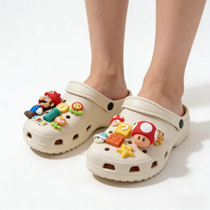 Novo Conjunto de Charms para Sapatos Mario 3D Acessórios de Jogo para Sapatos Decorações para Tamancos Charms para Sandálias Presente Perfeito para Fãs de Jogos