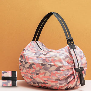 Saco de Armazenamento Dobrável com Alça, Bolsa de Viagem Portátil Camuflada, Sacola de Compras de Grande Capacidade