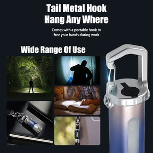 Lanterna LED Recarregável por USB MINI Portátil com Ímã na Cauda Luz de Trabalho Super Brilhante Lanterna de Camping Lateral COB Lanterna de Emergência