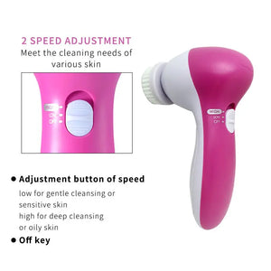 Limpeza Facial Elétrica 5 EM 1 Escova de Limpeza Facial Máquina de Lavagem Spa Cuidados com a Pele Massageador Ferramentas de Limpeza de Cravos Limpador Facial