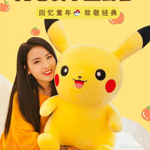 Brinquedos de Pelúcia Pokemon Pikachu de 25cm Kawaii Japão Anime Elfo Boneca de Pelúcia Macia e Fofa Boneca de Cartoon Pikachu Presente de Aniversário para Crianças Meninas