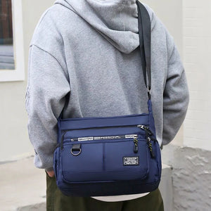 Bolsa transversal masculina com bolsos de múltiplas camadas, alça de ombro ajustável, bolsa de ombro única para negócios
