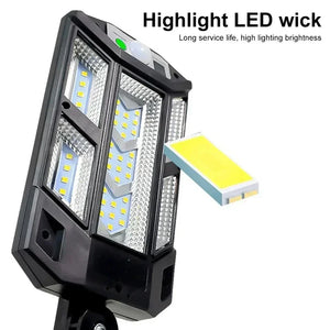 Nova Luz Solar LED 300000LM Lâmpada Solar Externa com Sensor de Movimento 4 Modos à Prova d'Água IP65 Luz Solar para Jardim de Rua Lanternas