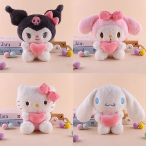 22cm Sanrio Hello Kitty Kuromi Almofada KT Brinquedo de Pelúcia Meninas Animais de Pelúcia Macios Coração My Melody Cinnamoroll Boneca de Pelúcia Presentes
