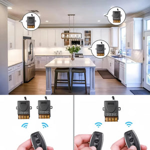 Interruptor de Controle Remoto Universal AC 220V 30A Relé 433mhz Interruptor Sem Fio e Transmissor Liga e Desliga para Luz Lâmpada Bomba de Água Porta