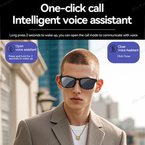 Novos Óculos Inteligentes com Controle de Câmera 2025 Óculos de Sol para Música Fones de Ouvido Bluetooth Sem Fio para Chamadas Óculos de Áudio HIFI para Android