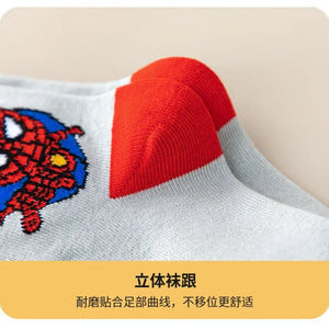 5 Pares de Meias Infantis MARVEL Spiderman Kawaii Meias de Anime Macias Meias para Meninos Meias de Tubo Médio Cartoon Meias para Bebês 1-12 Anos