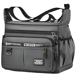 Bolsa transversal masculina com bolsos de múltiplas camadas, alça de ombro ajustável, bolsa de ombro única para negócios