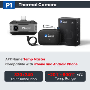 (iPhone&Android) Câmera térmica P1 para Android para iPhone 320*240 X³IR Resolução 600℃ 25Hz Câmera de Inspeção de Casa HVAC