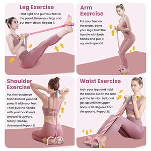 Bandas de Resistência 4-Tubo Yoga Pedal Puller Banda de Resistência Corda Elástica Equipamento de Fitness para Treinamento de Abdômen Cintura Braço