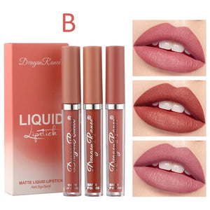 Conjunto de 3 PCS de Batons Líquidos de Longa Duração para Mulheres Cosméticos de Beleza Coreana Batons Matte à Prova d'Água Longa Duração