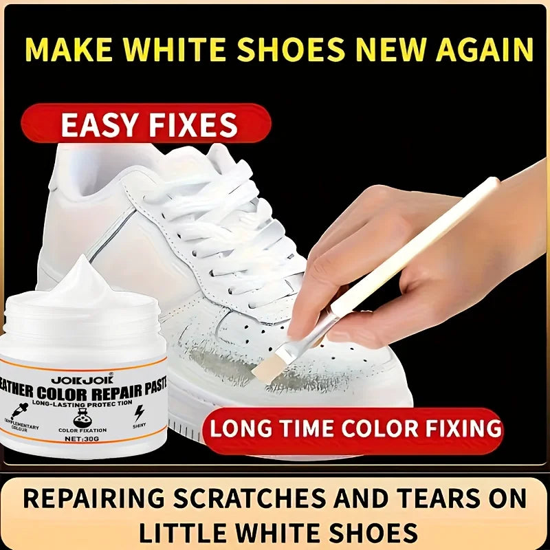 JOKJOK White Leather Restoration Kit - Easy Fixes for Scratched, Faded Leather, Renew Aged Leather Dye, 30g Long-Lasting Repair