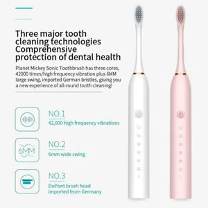 Sonic Electric Toothbrush for Adults IPX7 Waterproof DuPont Brush Head USB Rechargeable High Frequency Cleaning 6 Cleaning Modes