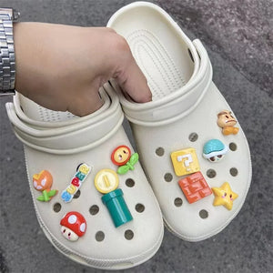 Novo Conjunto de Charms para Sapatos Mario 3D Acessórios de Jogo para Sapatos Decorações para Tamancos Charms para Sandálias Presente Perfeito para Fãs de Jogos