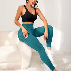 Calças de Esporte com Linhas Sexy Levantando o Bumbum Calças Justas de Esporte Calças de Fitness Elásticas de Cintura Alta para Mulheres Calças de Corrida Yoga