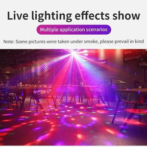 Luz de Disco LED RGB para Palco, Bola DJ Rotativa, Estroboscópio com Controle de Som, Dança Mágica, Carro de Natal, Presente de Festa, Lâmpada de Show a Laser para Festa em Clube