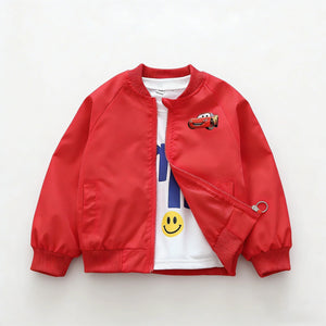 Jaqueta Infantil Cars Lightning McQueen Nova Primavera Outono Menino Menina Cartoon Zíper Manga Longa Corta-Vento Casacos Esportivos para Crianças