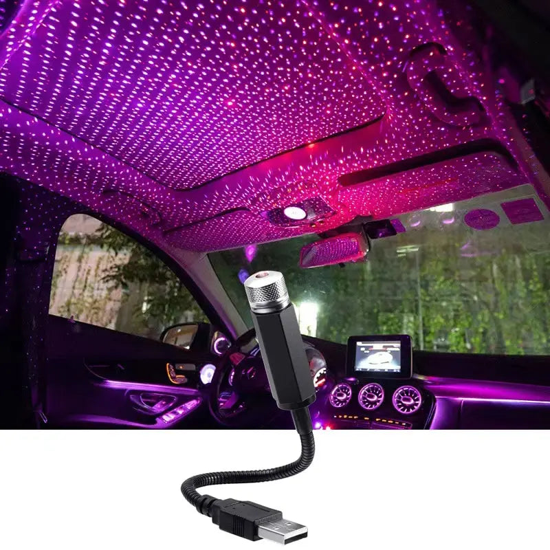 Luz de Teto Estrelado LED para Carro, Luz de Teto com Laser Estelar 5V USB, Projetor de Luz de Galáxia para Decoração de Teto de Quarto