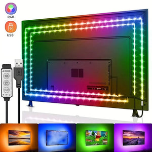Luzes LED para TV Controle de 3 Teclas Fita LED USB 5V Luzes de Fita para Luz de Fundo de TV Decoração de Festa em Casa Fita Flexível
