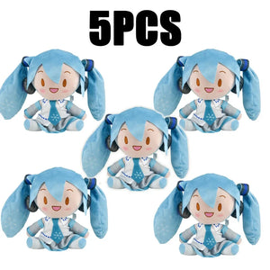 Desenho animado 20cm Boneca de pelúcia Hatsune Miku Brinquedo Anime sakura Miku snow Miku Personagem Kawaii Posição sentada Fufu Presente de Natal para crianças
