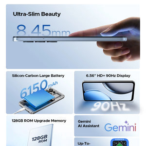 Telefone Móvel DOOGEE Note56 X PRO 5G Corpo Slim de 8,45mm Bateria de 6150mAh Assistente de IA Gemini Widevine L1 Android 16 Smartphone NFC