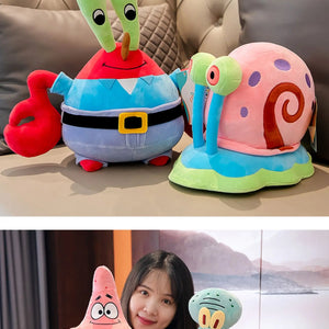 Boneco de Pelúcia Anime Spongebob Peluches Boneco Squarepants Patrick Star Squidward Eugene Krabs Gary Kawaii Brinquedo de Pelúcia de Desenho Animado